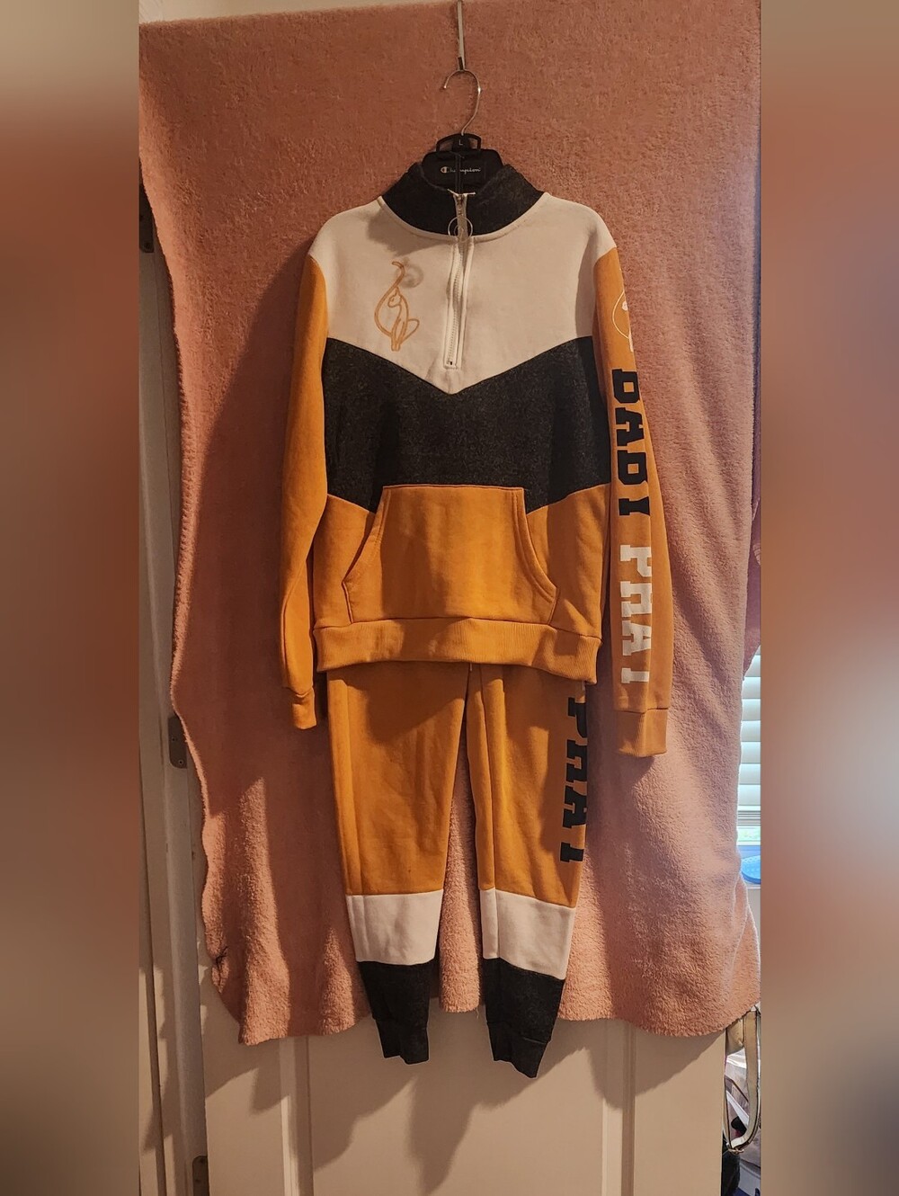 Baby Phat White, Black, and Gold Colorblock Hoodie